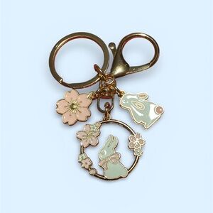 Easter Gold and Pastel Bunny Purse Charm Keychain